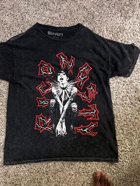Black Graphic Short Sleeve Tee with Red Accents by Rico Nasty